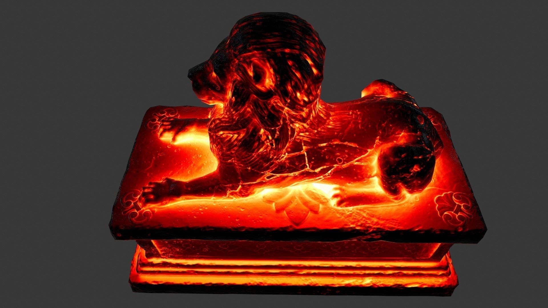  Lava Lion Statue Low-poly 3D model_10