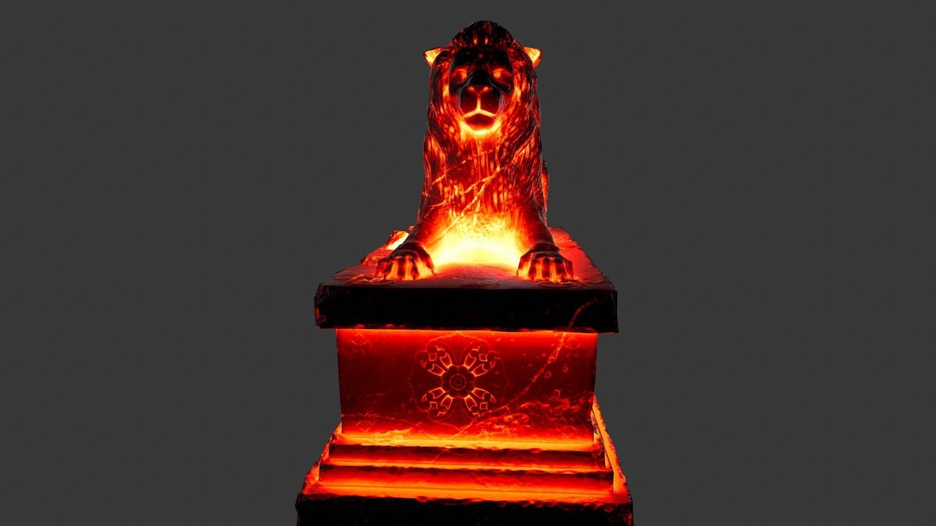  Lava Lion Statue Low-poly 3D model_7