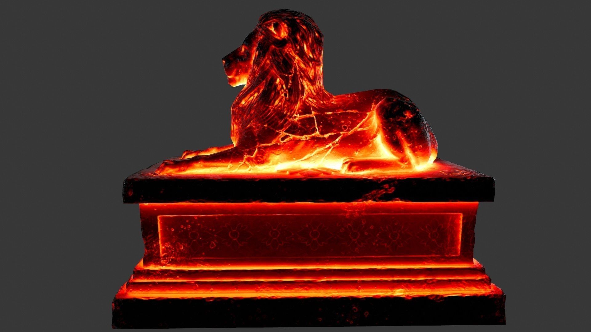  Lava Lion Statue Low-poly 3D model_5
