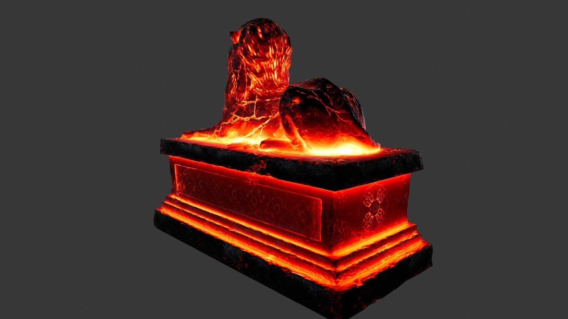  Lava Lion Statue Low-poly 3D model_4