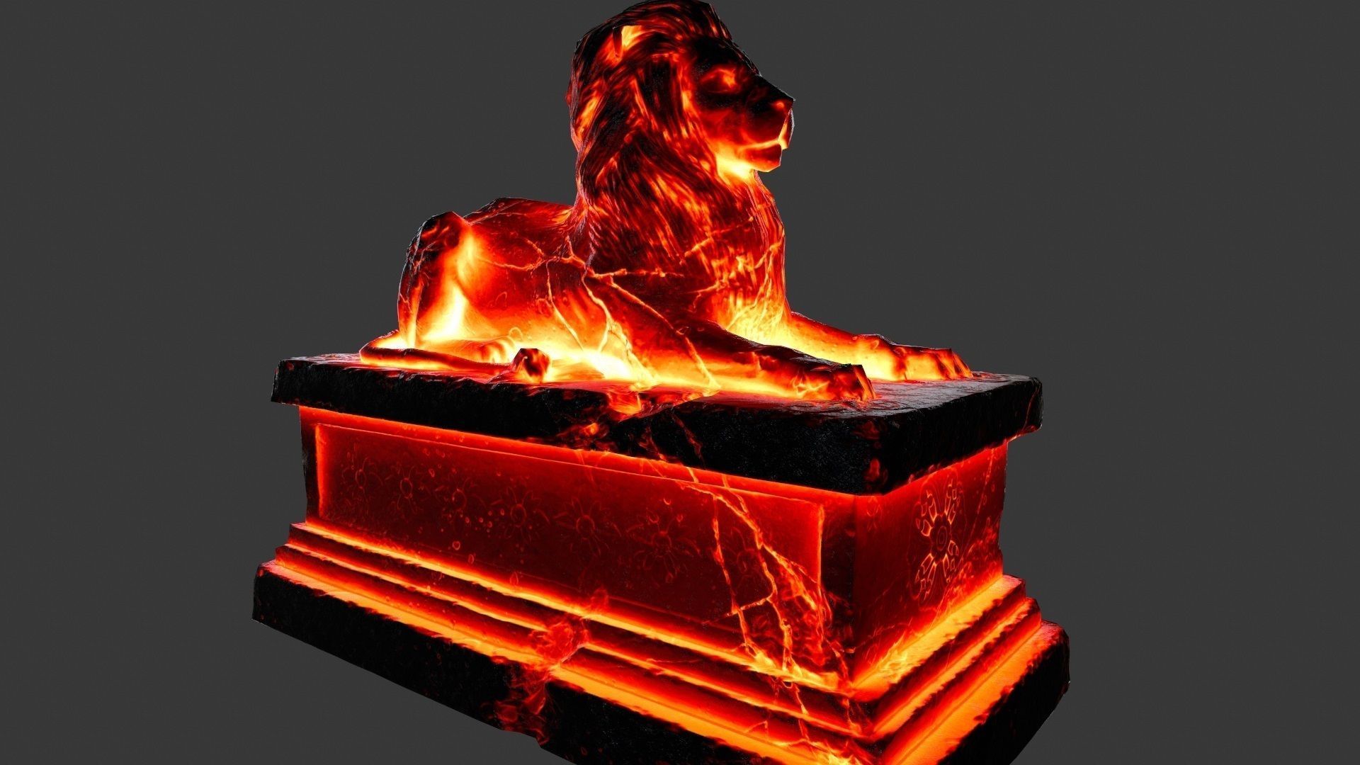  Lava Lion Statue Low-poly 3D model_9