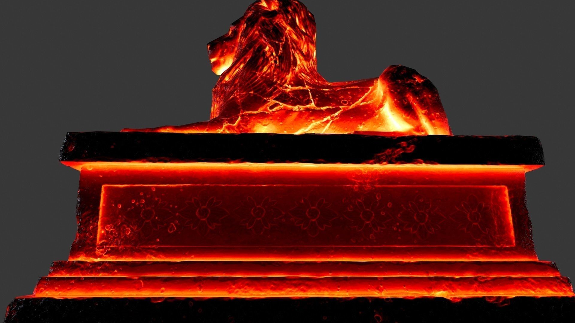  Lava Lion Statue Low-poly 3D model_12