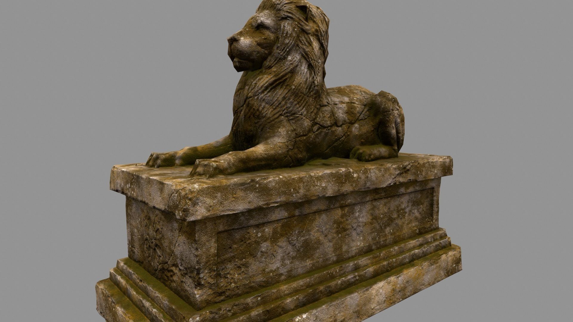 Lion Statue 9 Low-poly 3D model_7