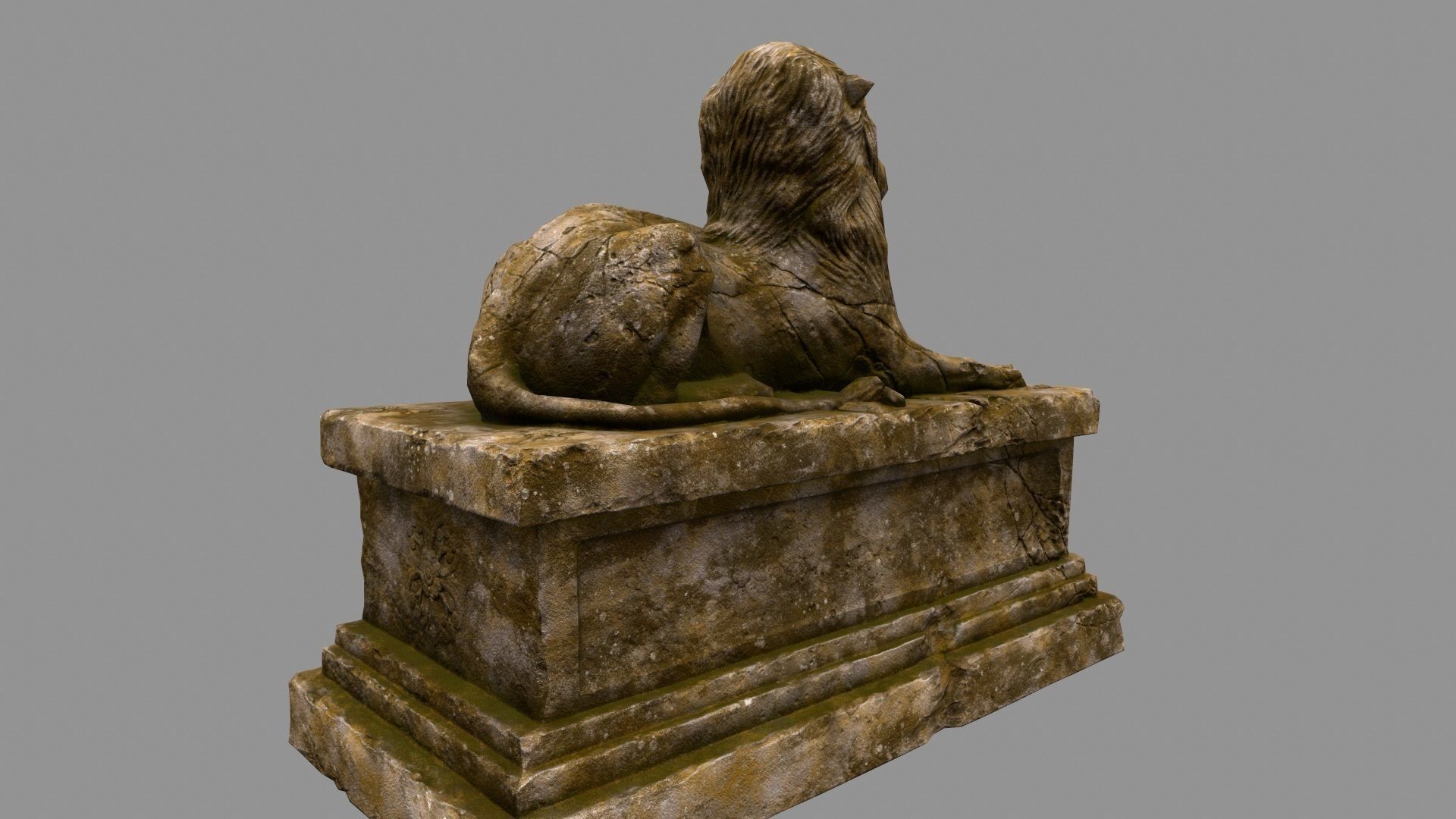 Lion Statue 9 Low-poly 3D model_3