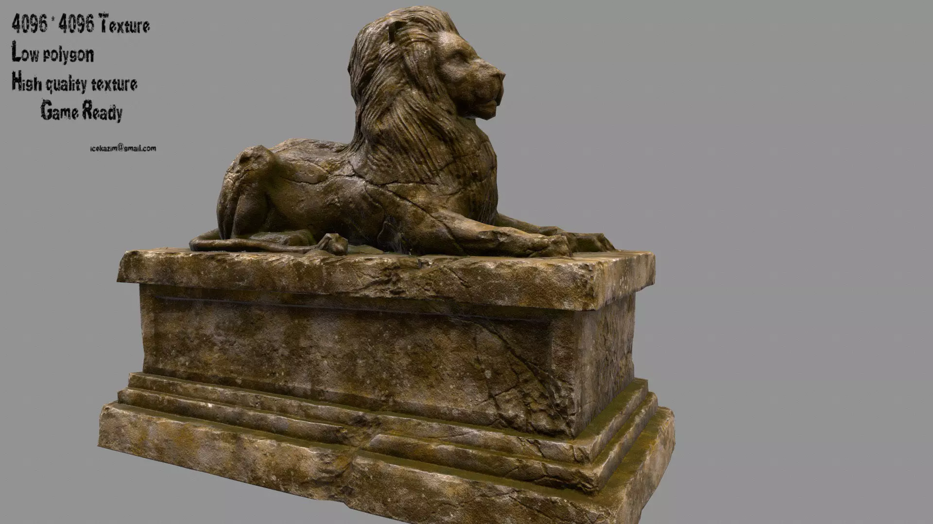 Lion Statue 9 Low-poly 3D model_0