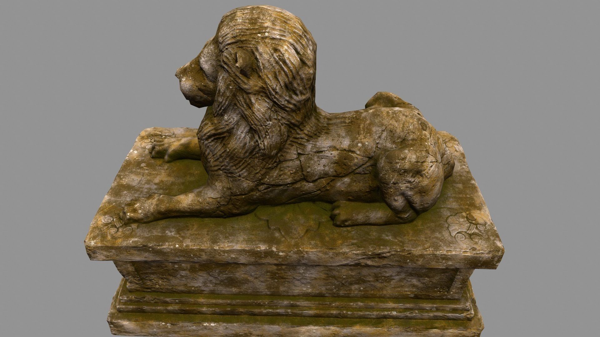 Lion Statue 9 Low-poly 3D model_8