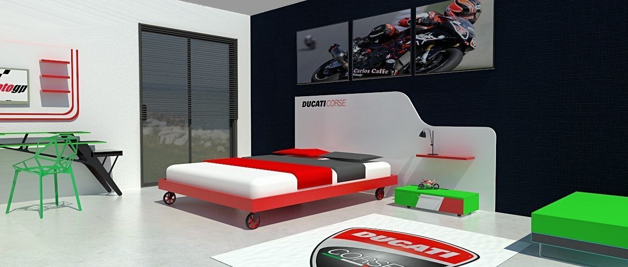 ducati themed room Low-poly 3D model_1