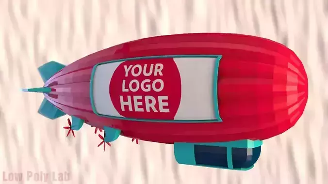 Cartoon Airship Low Poly Blimp Free low-poly 3D model