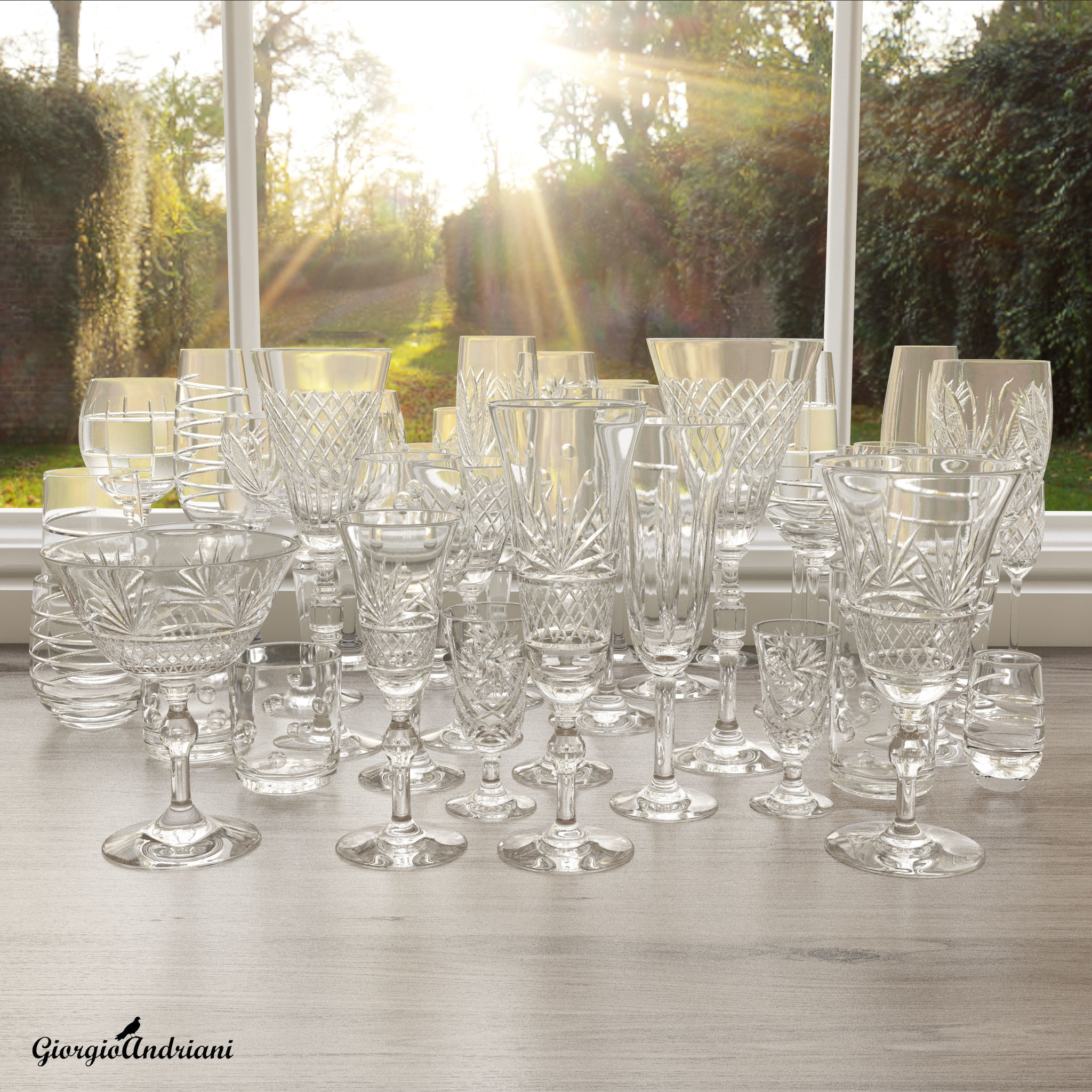 Set 6317 wine glass Low-poly 3D model_5
