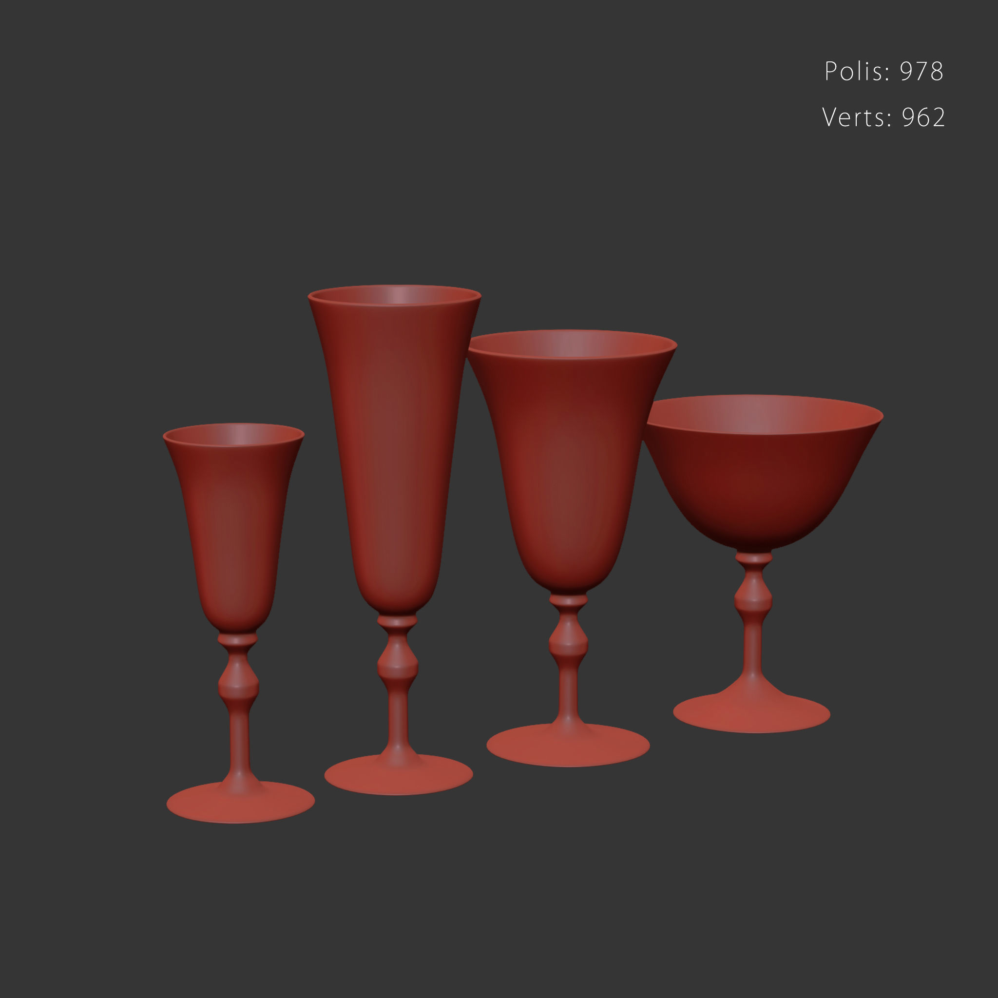 Set 6317 wine glass Low-poly 3D model_6