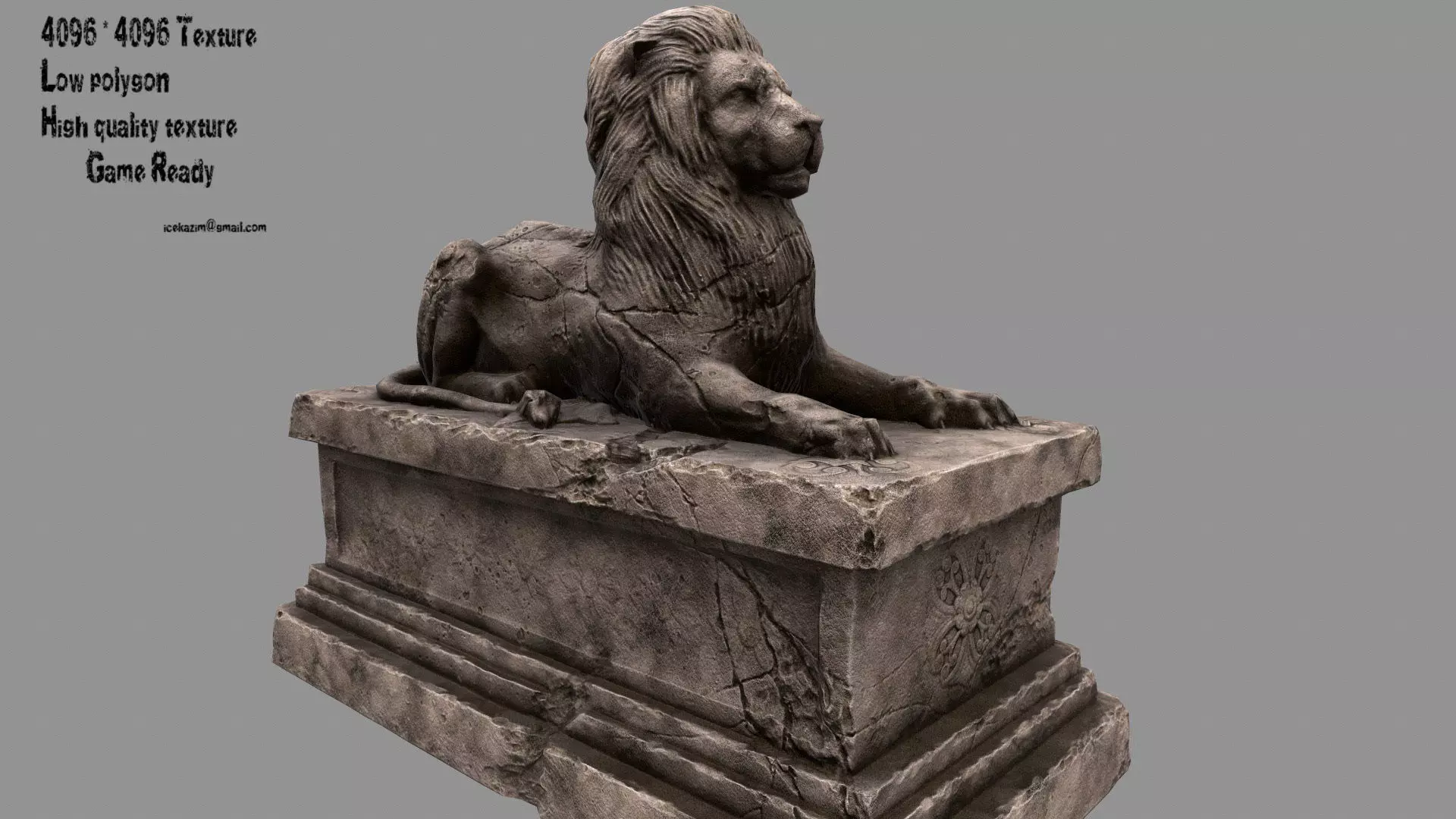 Lion Statue 10 Low-poly 3D model