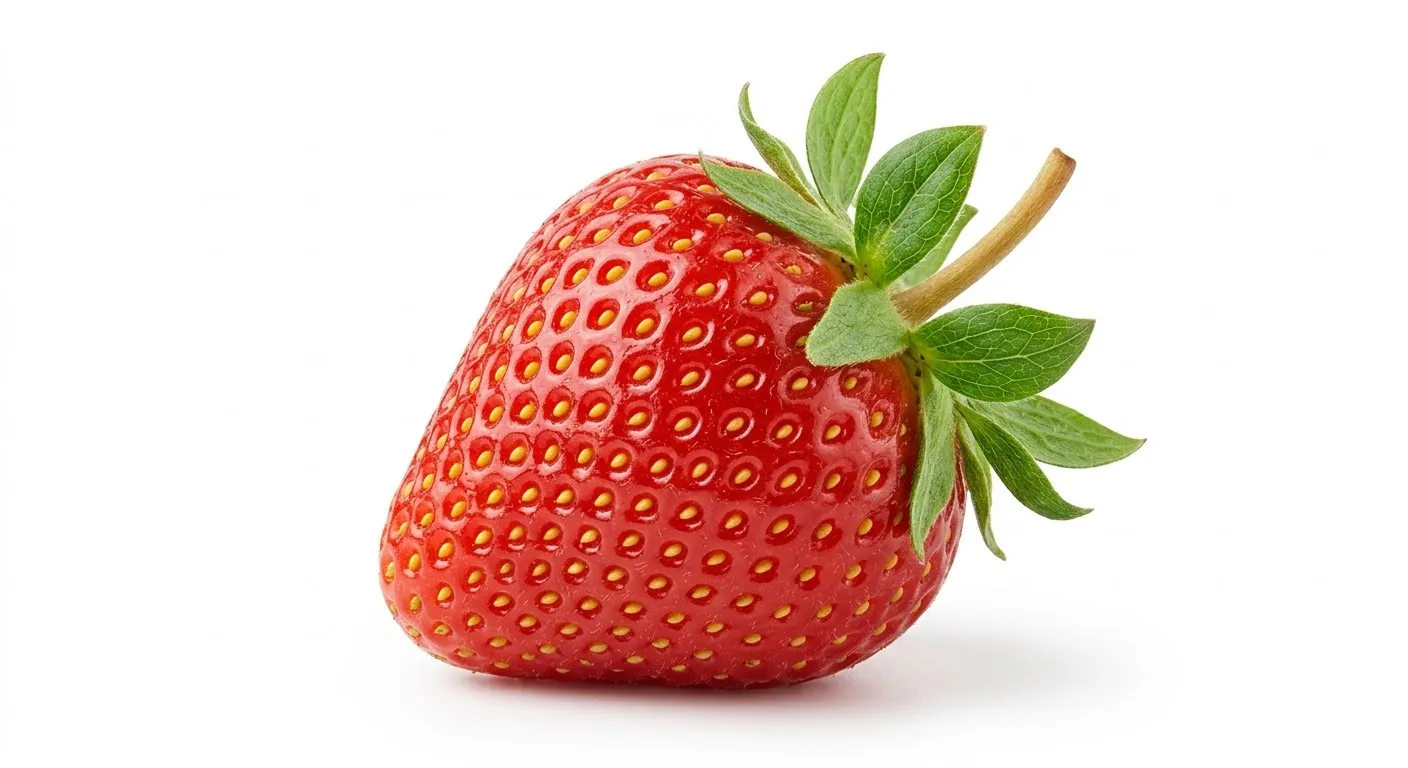 Realistic Fresh Red Strawberry with Green Leaves Low-poly 3D model
