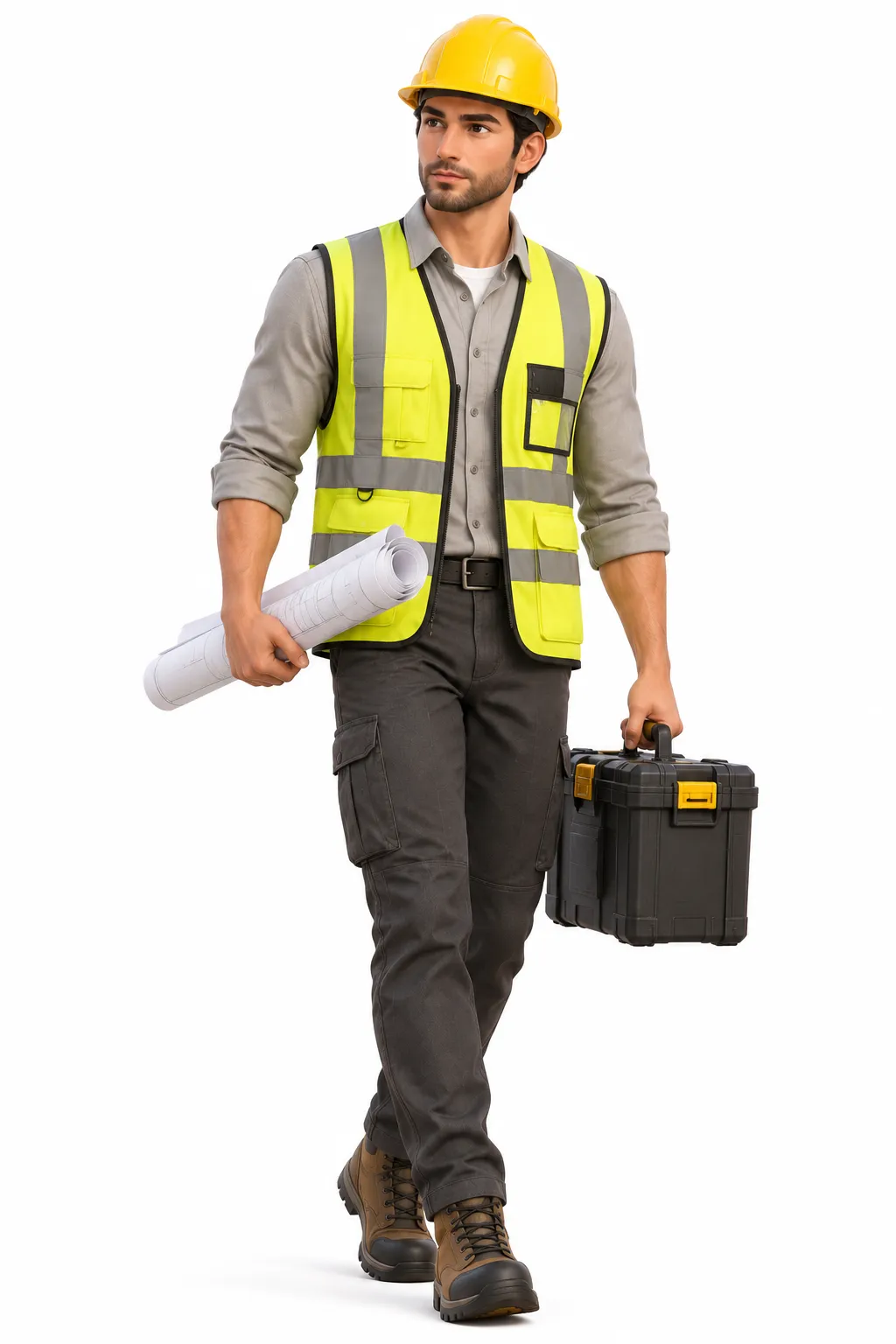 Realistic Construction Worker Character with Tool Box Free low-poly 3D model