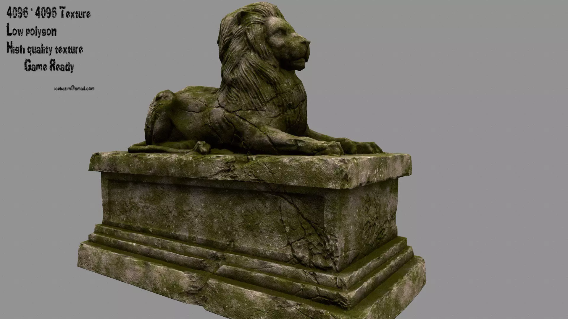 Lion Statue 12 Low-poly 3D model