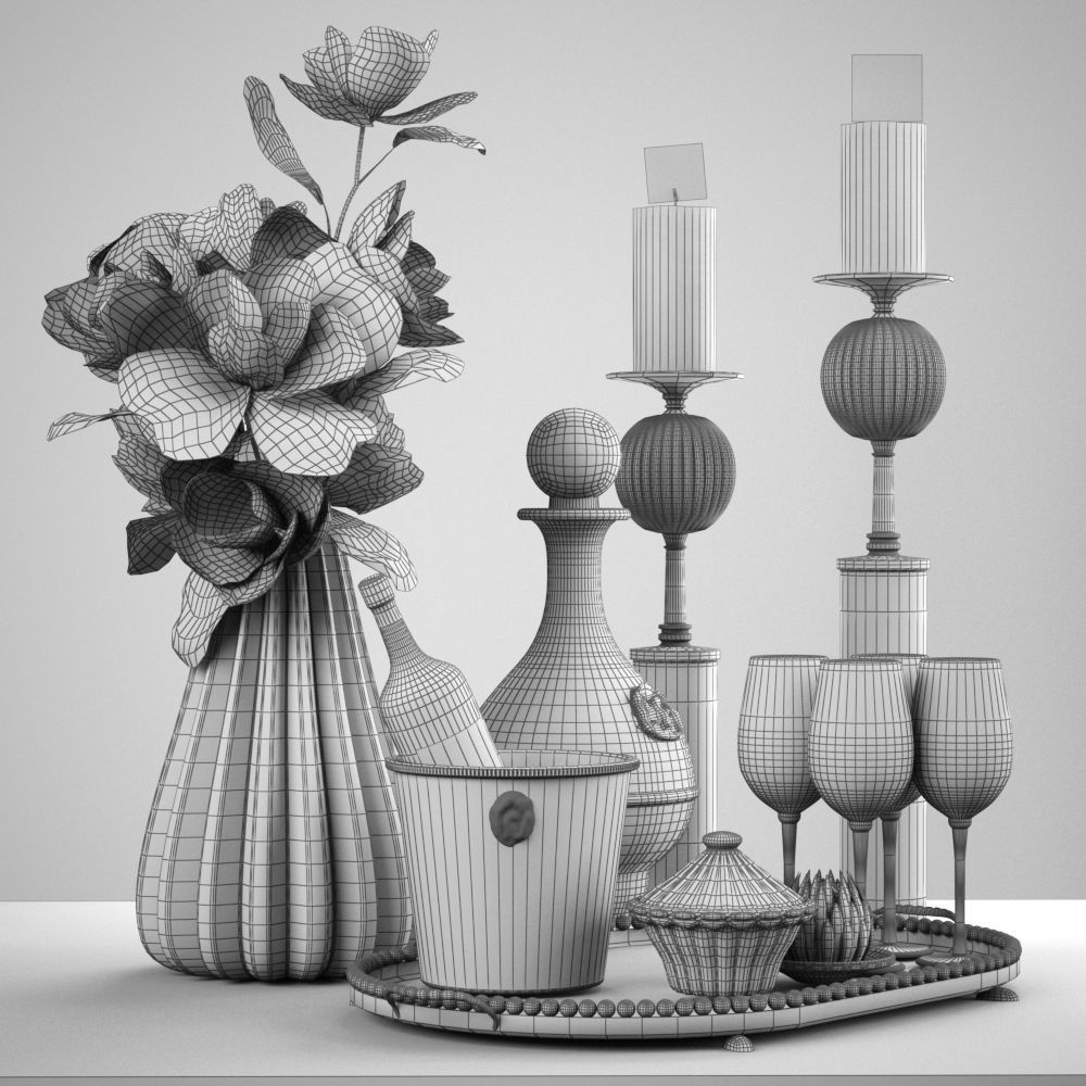 Decorative set in a modern style 3D model_1