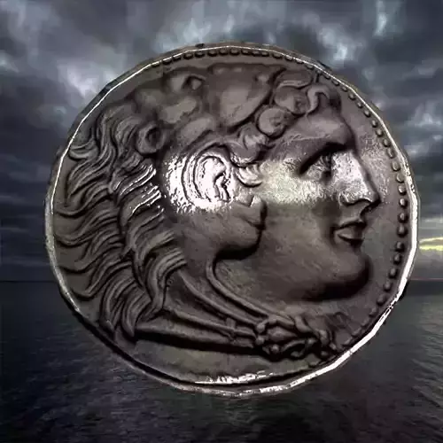 Alexander the great coin Low-poly 3D model