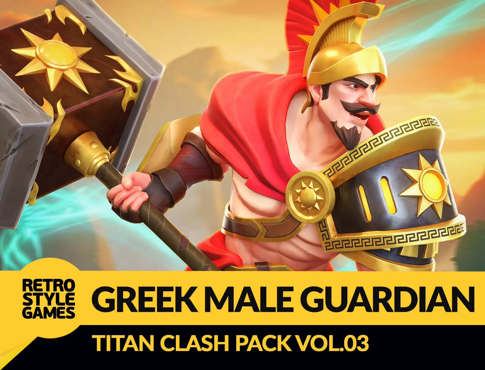 Stylized Male Character - Rigged Animated Warrior with Hammer Low-poly 3D model