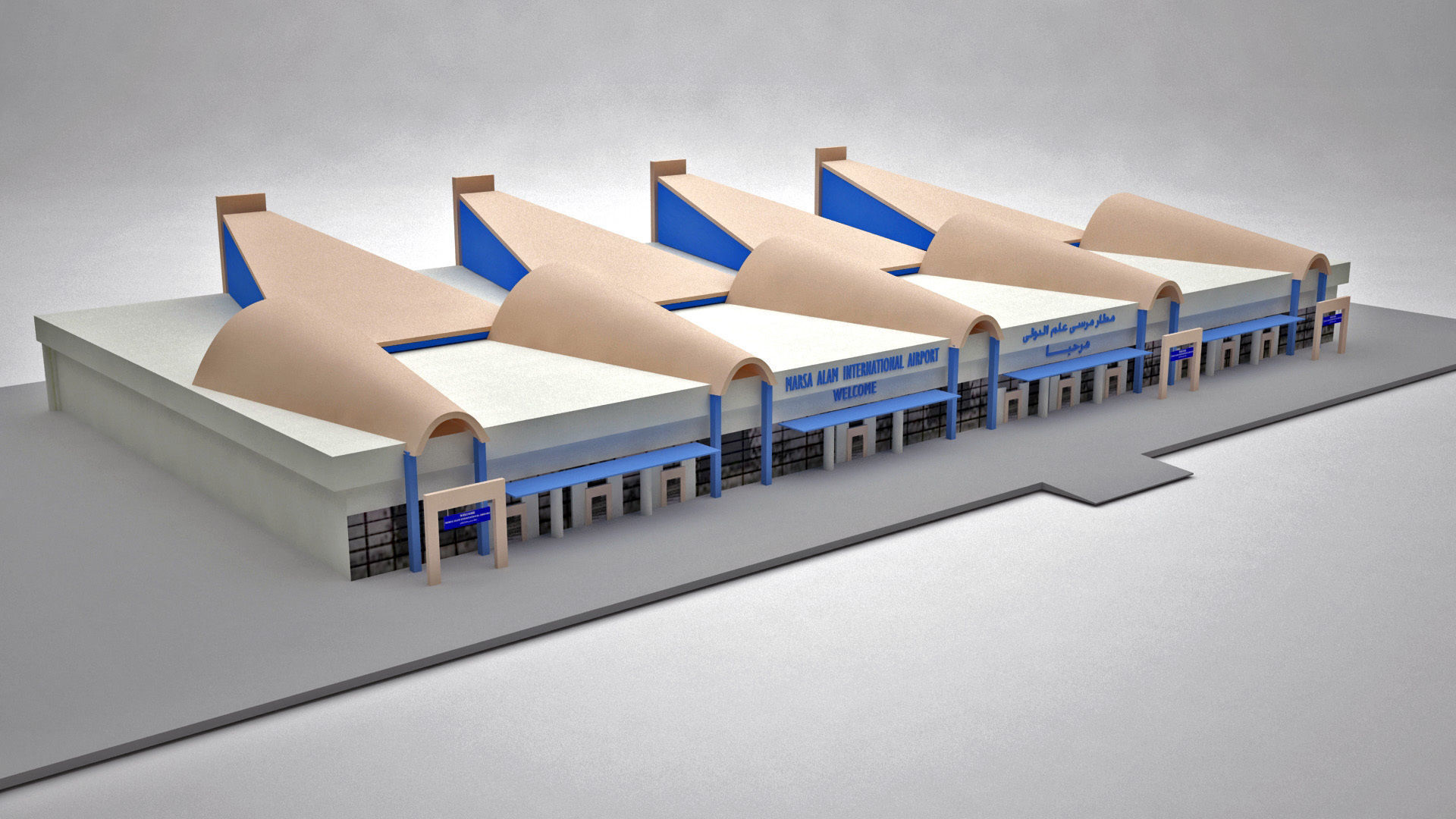 Marsa Alam Airport Terminal building Low-poly 3D model_5