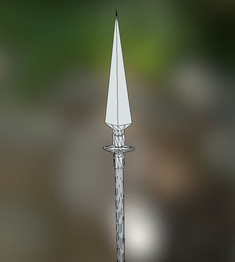 Spear And Club low poly game ready 3D model_8