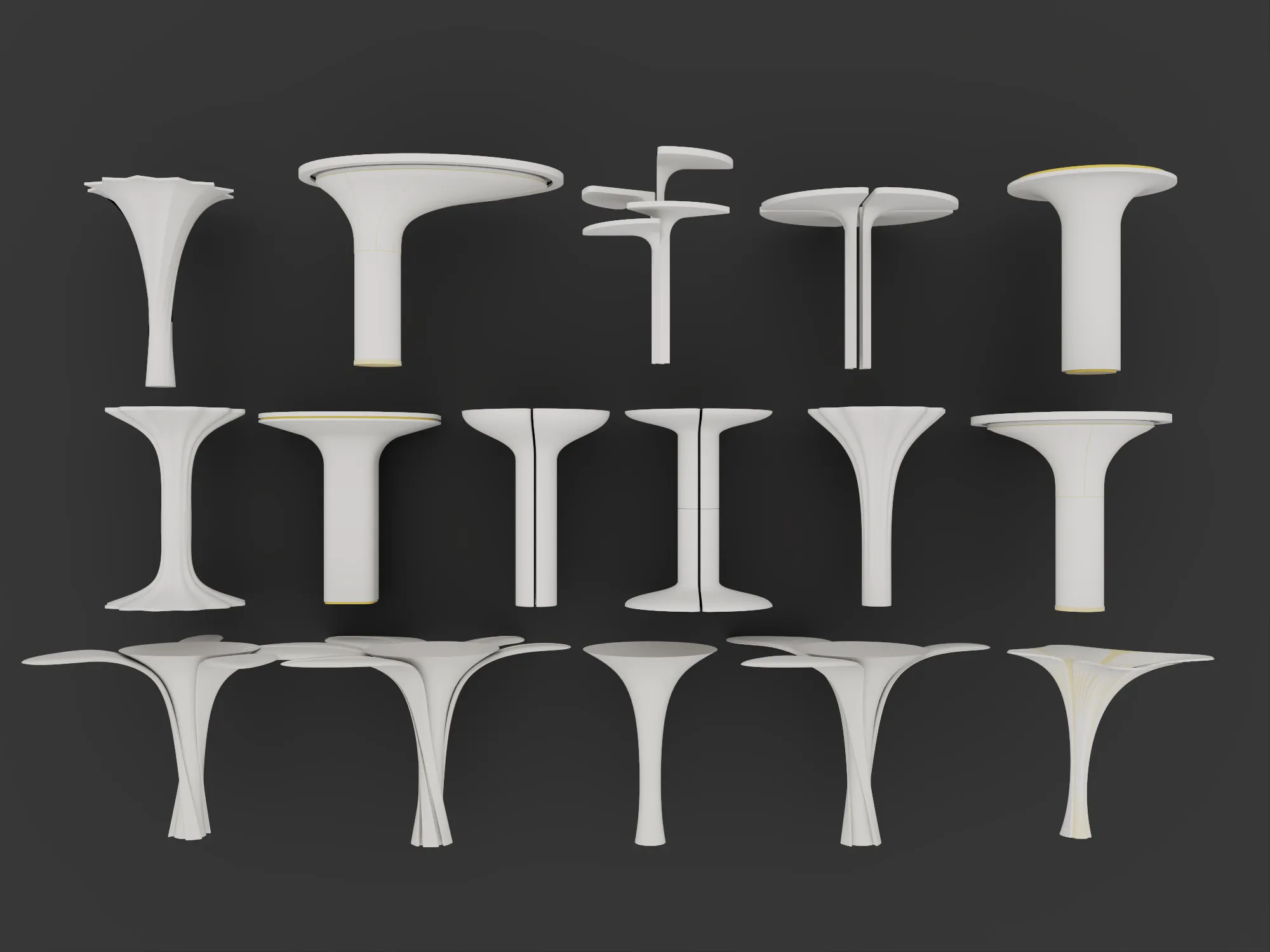 3D model Organic Column Collection Futuristic Canopy Support VR / AR ...