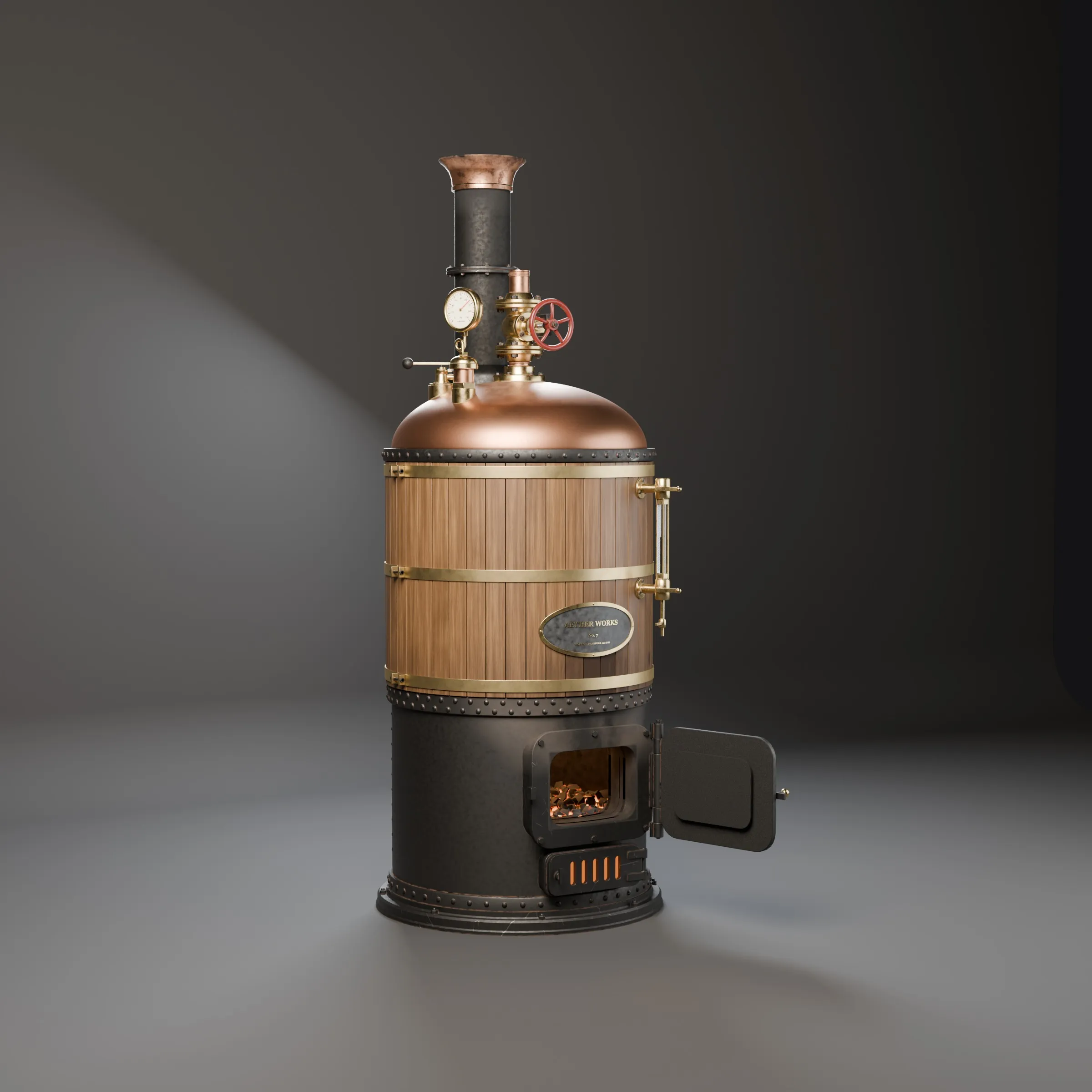 Steampunk Vertical Steam Boiler 3D model | CGTrader