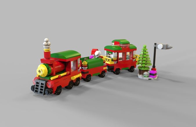Lego Christmas Train Low-poly 3D model