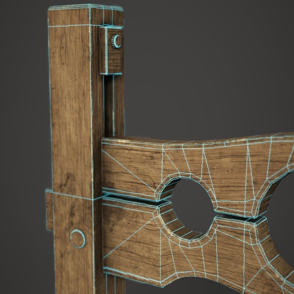 Pillory Wooden Low-poly 3D model_8