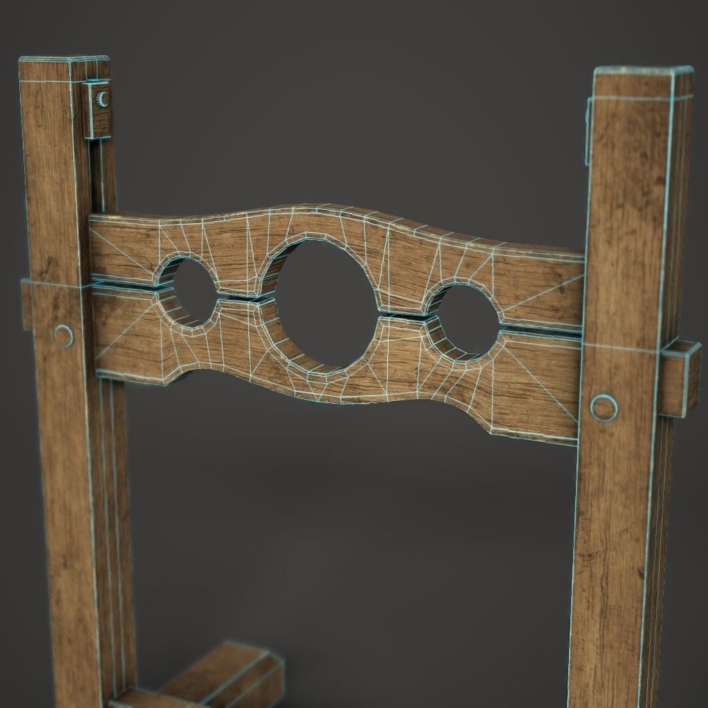 Pillory Wooden Low-poly 3D model_6