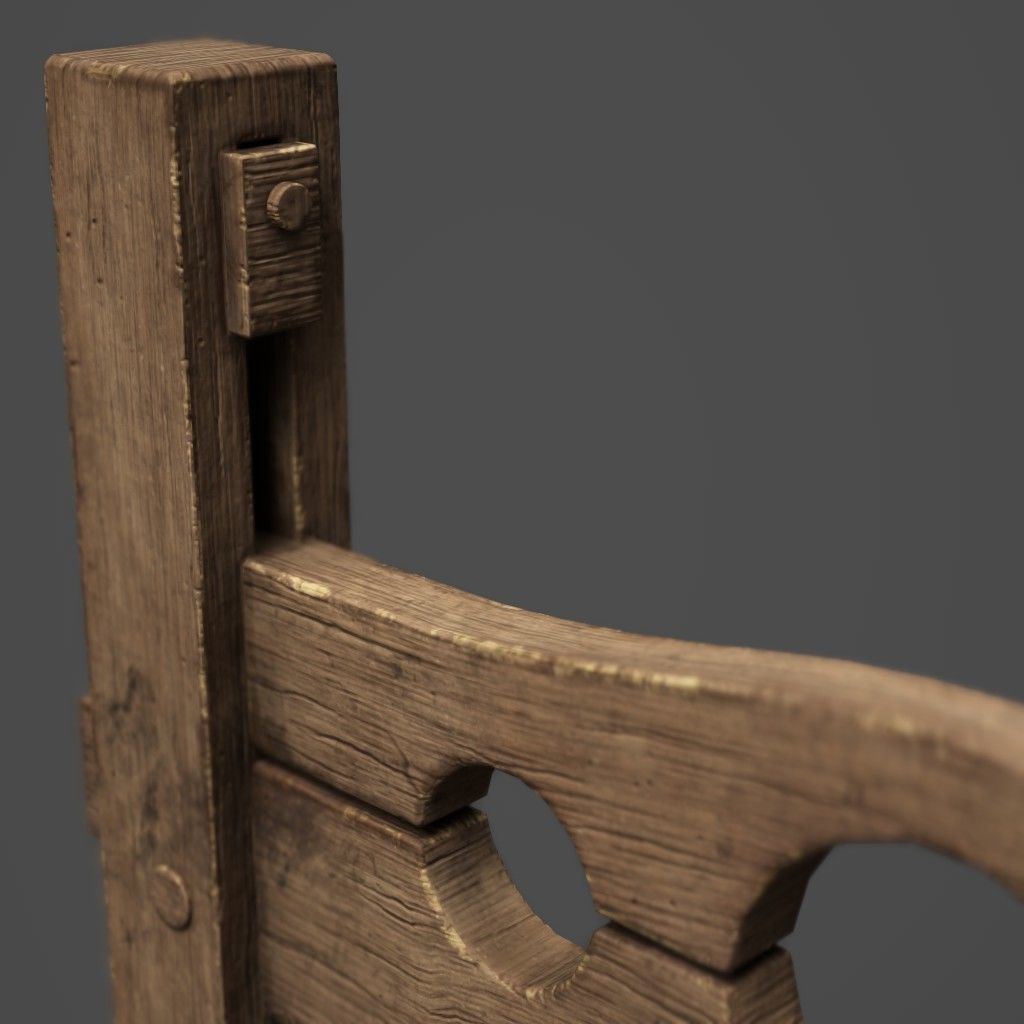 Pillory Wooden Low-poly 3D model_2