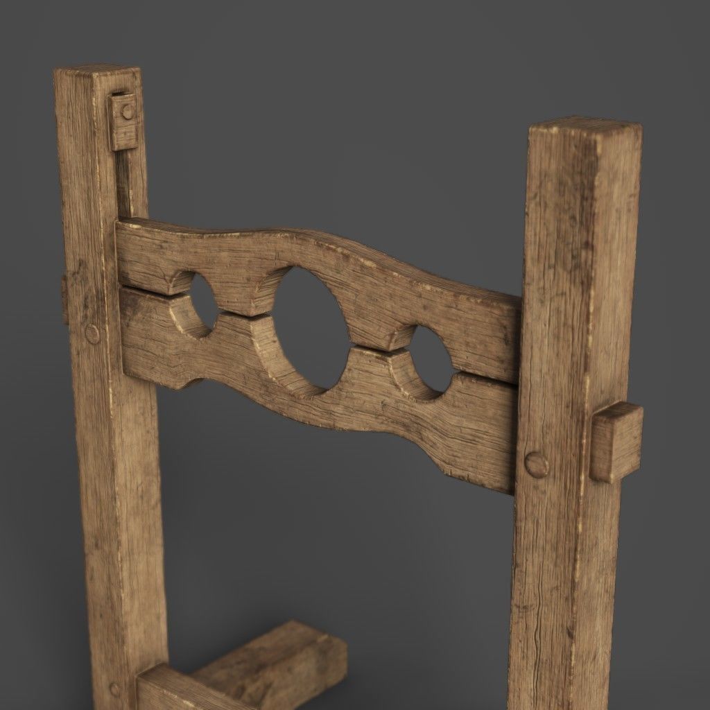 Pillory Wooden Low-poly 3D model_1