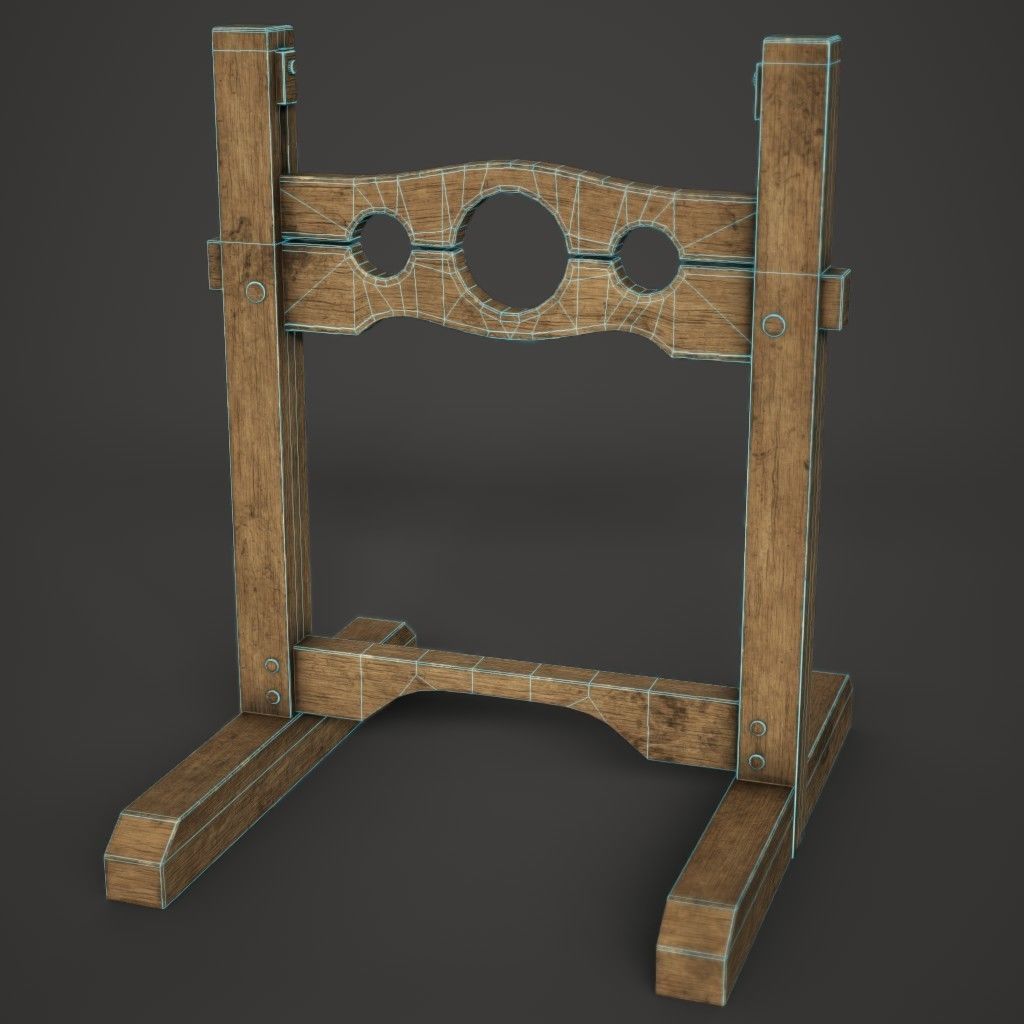 Pillory Wooden Low-poly 3D model_5