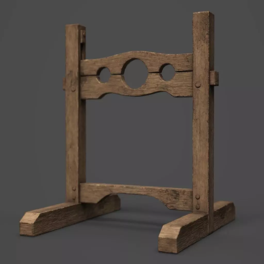 Pillory Wooden Low-poly 3D model_0