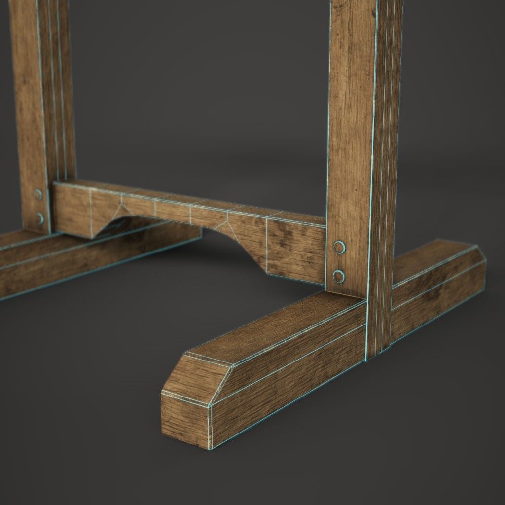 Pillory Wooden Low-poly 3D model_7