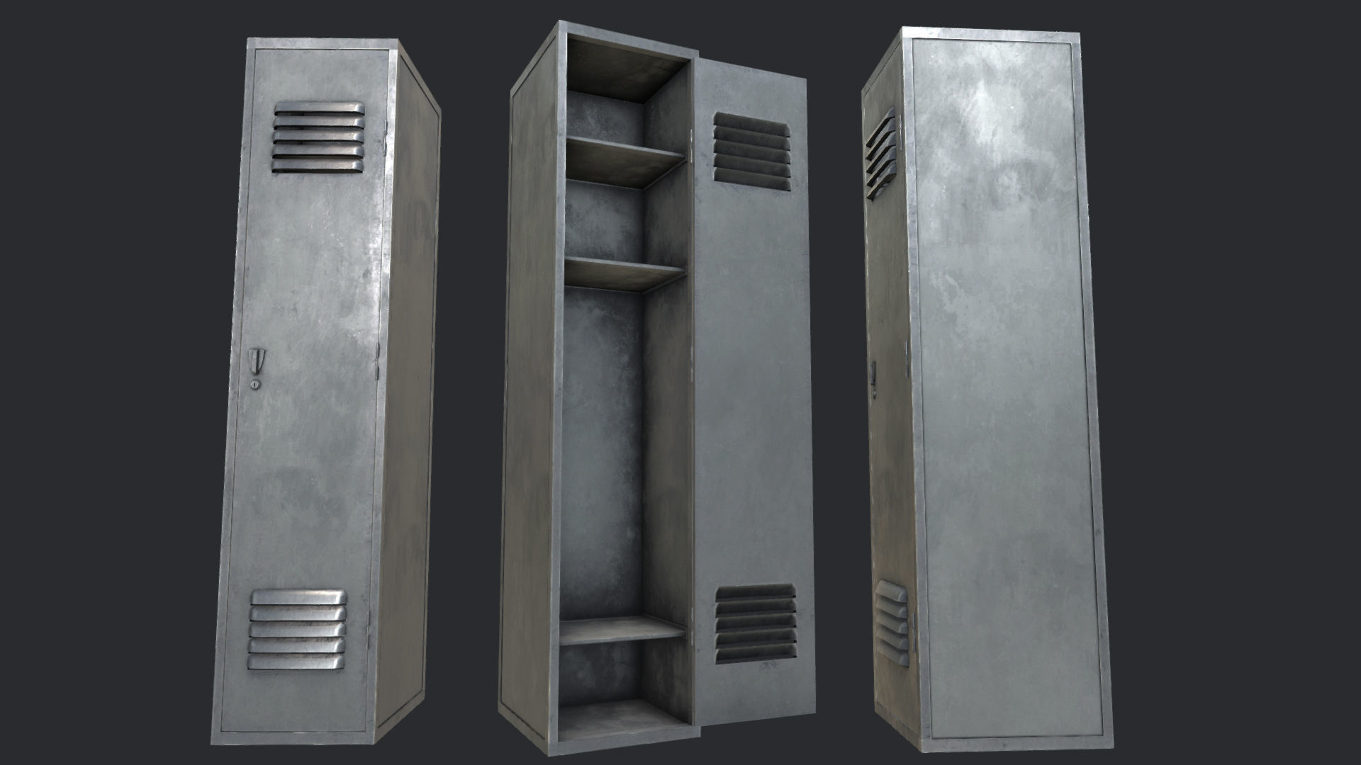 Lockers PBR Low-poly 3D model_1