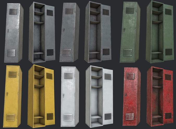 Lockers PBR Low-poly 3D model