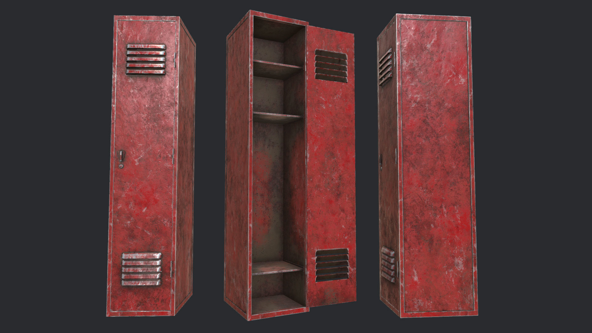 Lockers PBR Low-poly 3D model_7