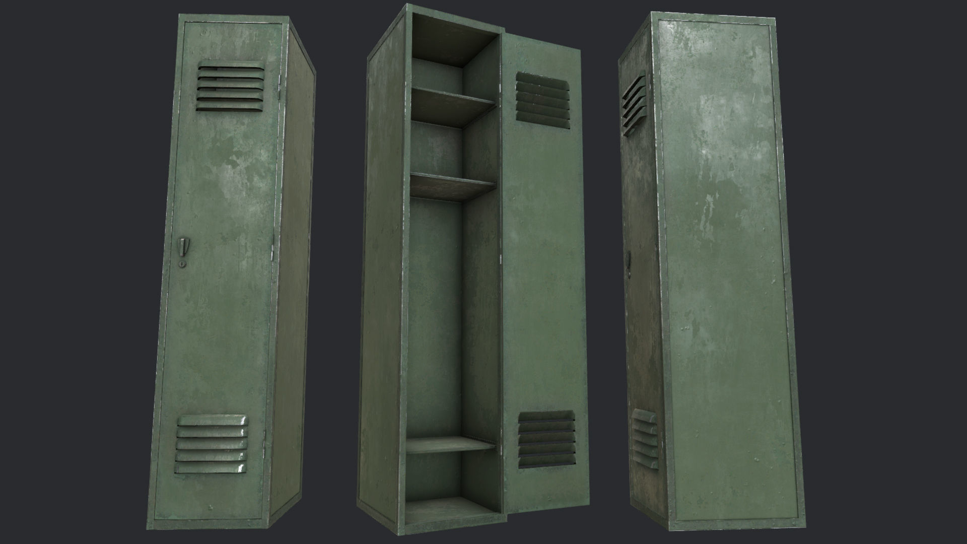 Lockers PBR Low-poly 3D model_3
