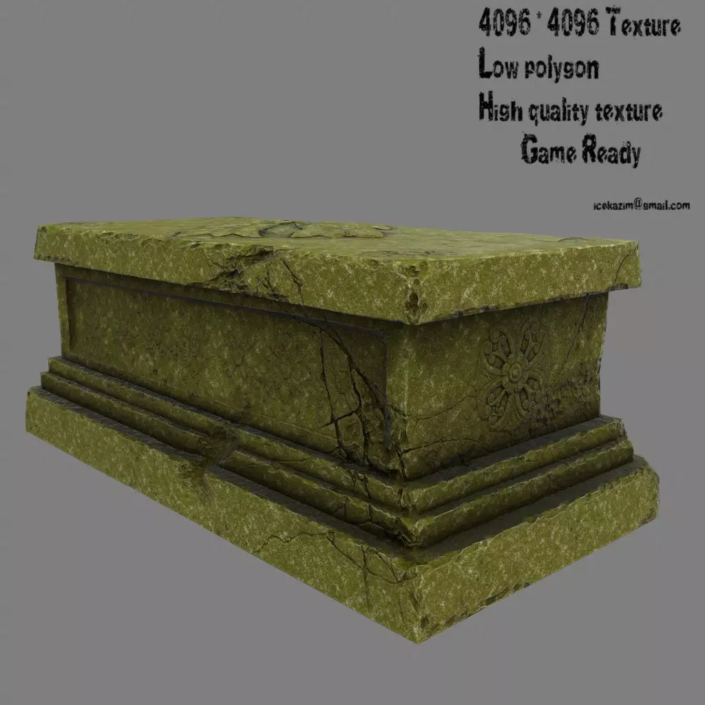 mossy base Low-poly 3D model_0