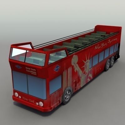 NYC Tour Bus Low-poly 3D model_2