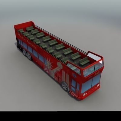 NYC Tour Bus Low-poly 3D model_5