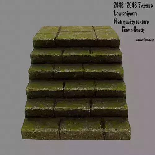 moss stairway Low-poly 3D model