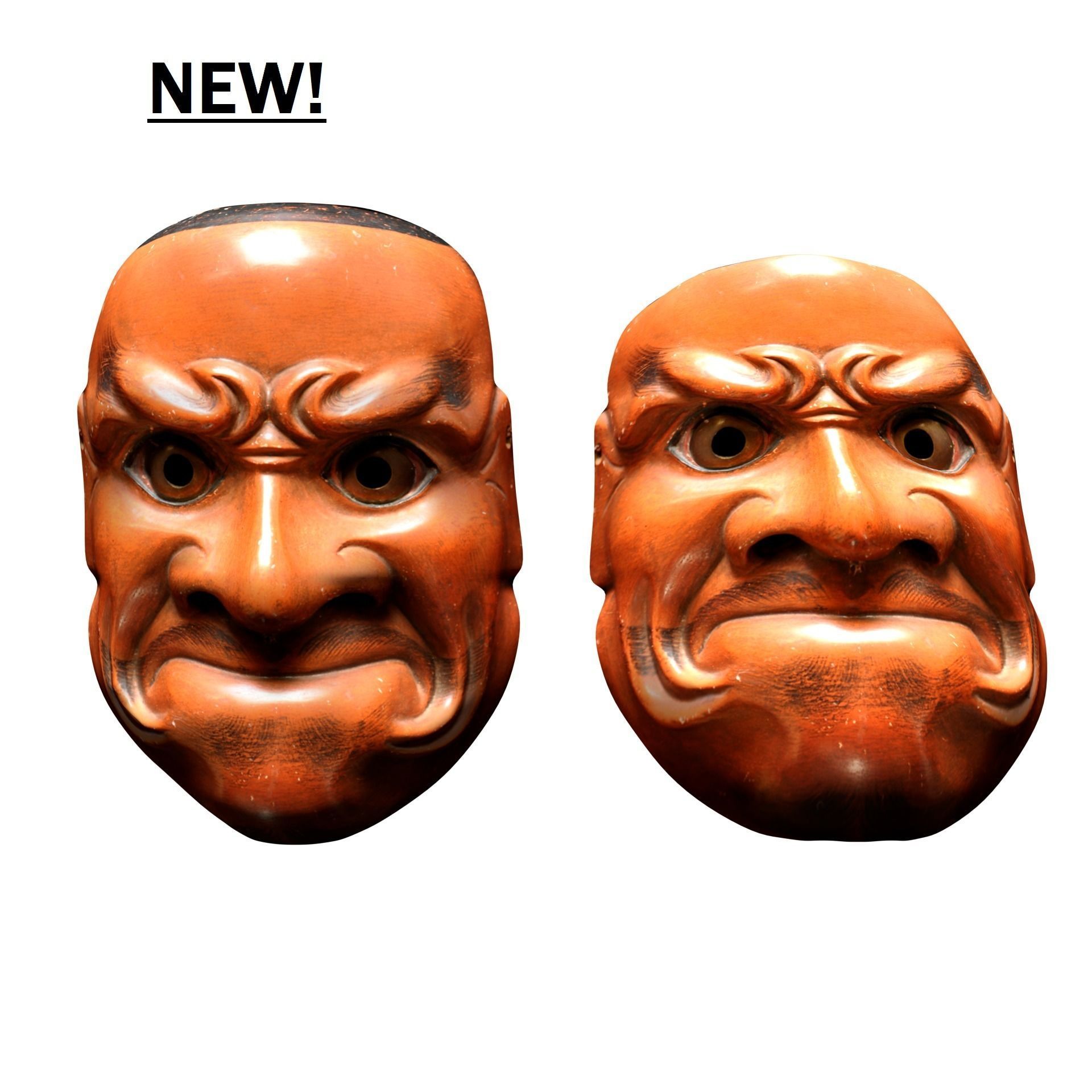 Japanese Mask Pack Noh Medieval Fantasy Edo Japan art wall decor Low-poly 3D model_4