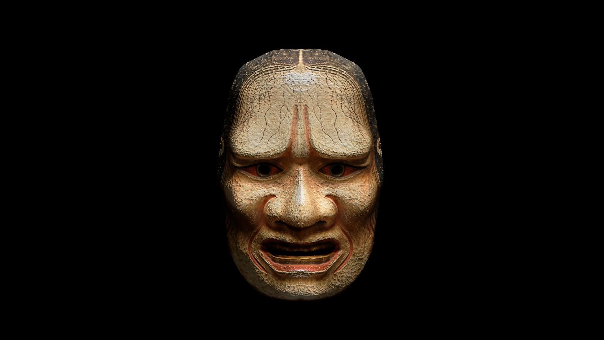 Japanese Mask Pack Noh Medieval Fantasy Edo Japan art wall decor Low-poly 3D model_27