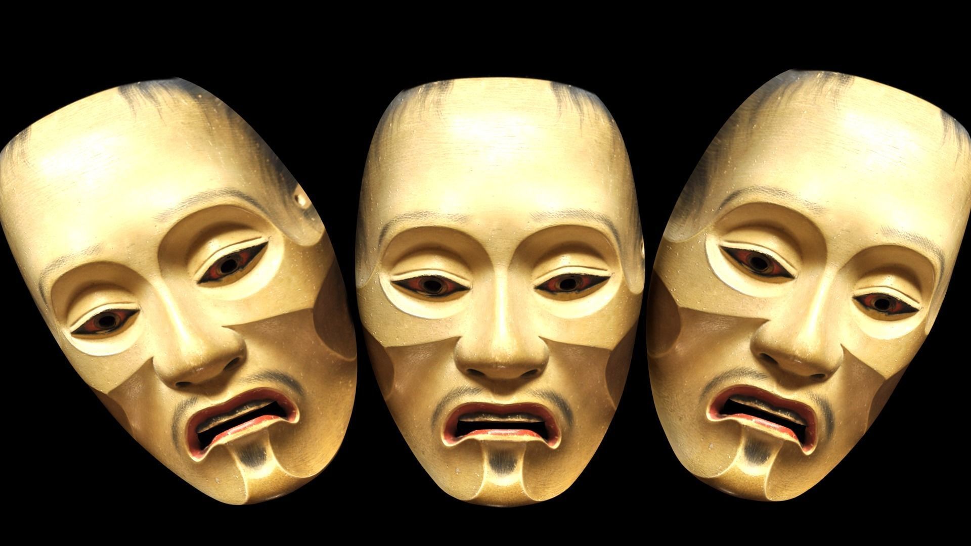 Japanese Mask Pack Noh Medieval Fantasy Edo Japan art wall decor Low-poly 3D model_14