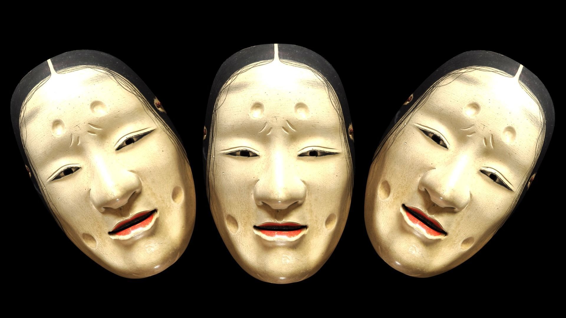 Japanese Mask Pack Noh Medieval Fantasy Edo Japan art wall decor Low-poly 3D model_1