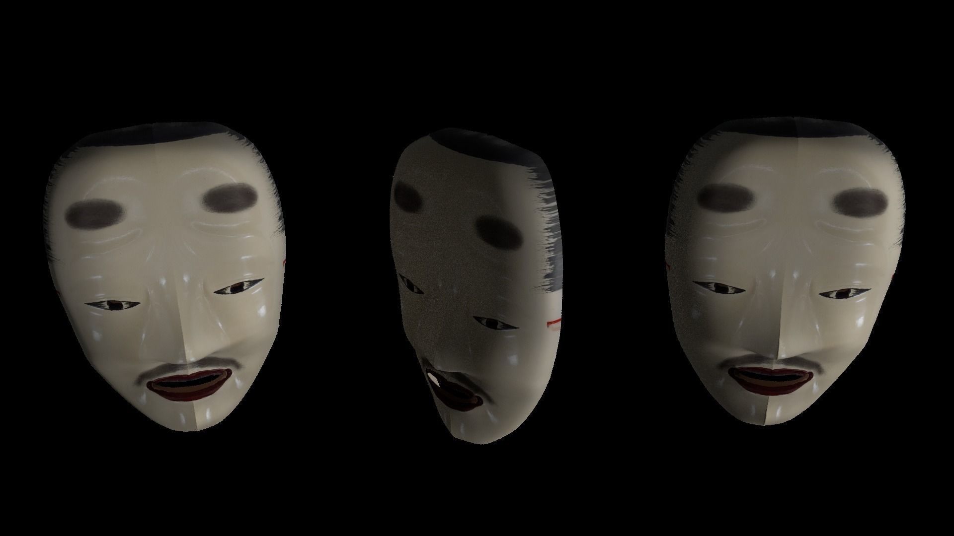 Japanese Mask Pack Noh Medieval Fantasy Edo Japan art wall decor Low-poly 3D model_22