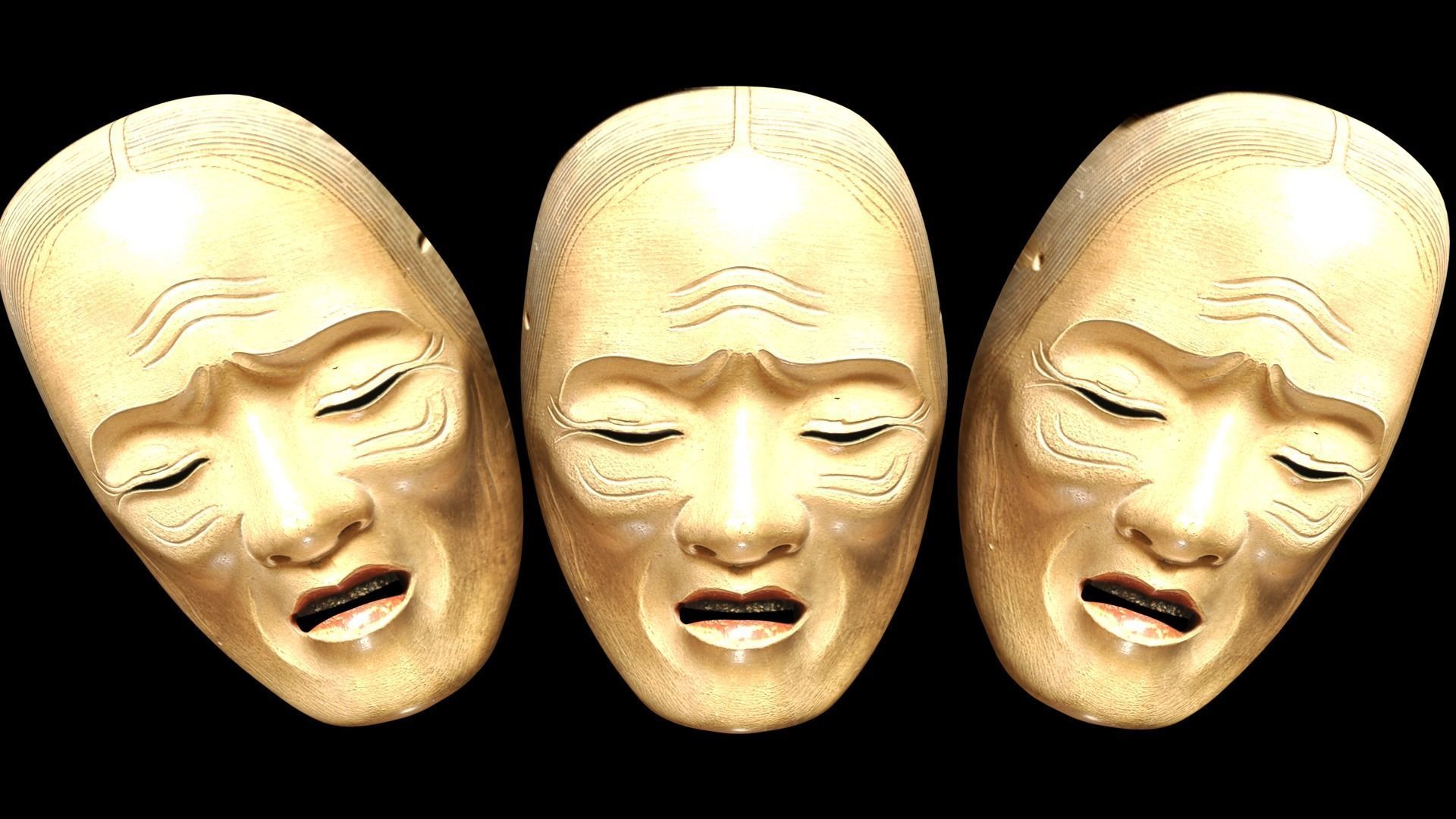 Japanese Mask Pack Noh Medieval Fantasy Edo Japan art wall decor Low-poly 3D model_6
