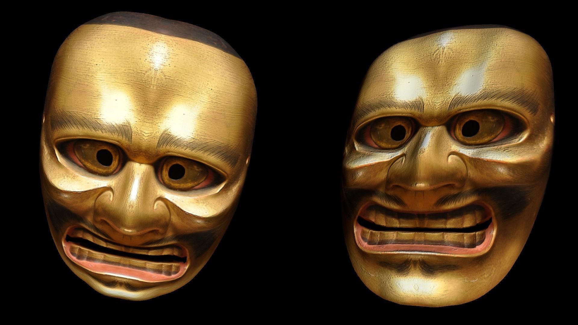 Japanese Mask Pack Noh Medieval Fantasy Edo Japan art wall decor Low-poly 3D model_24