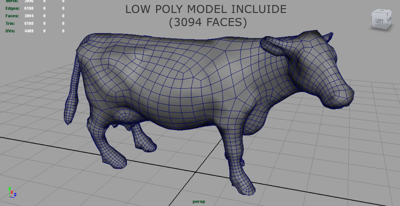 Milk Cow Low-poly 3D model_5
