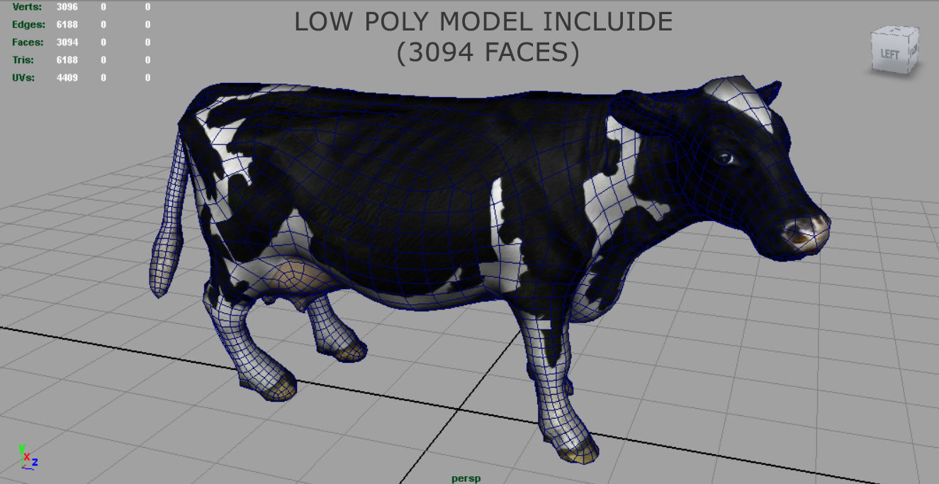 Milk Cow Low-poly 3D model_6